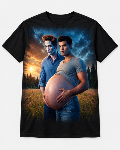 Twilight Fans Pregnant Jacob With Edward T-shirt