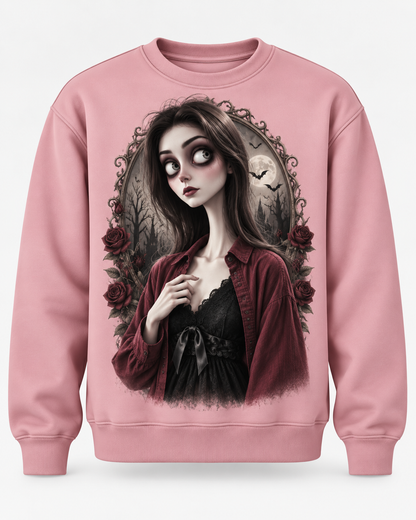 Custom Tim Burton Gothic Character Sweatshirt: Personalized Photo Art (100% Polyester Fleece)